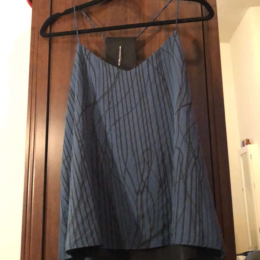 Navy blue tank with black stripes